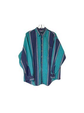 Vintage 90s Santana Striped Long Sleeve Button-Up Shirt - Men's Size XL